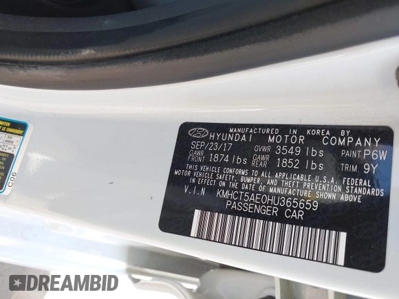 2017 Hyundai Accent SE with VIN KMHCT5AE0HU365659, listed as a IAAI auction lot 41989023 with 142,416 mi miles. Bid and sale history available at carsss.com. Image 9.