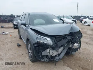 2023 Nissan Pathfinder Platinum with VIN 5N1DR3DK9PC215868, listed as a IAAI auction lot 42301268 with 38,188 mi miles and . Bid and sale history available at DreamBid. Image 1.