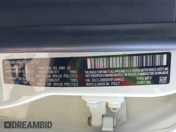 2017 Jeep Renegade Latitude с VIN ZACCJBBB0HPG44432, выставлен на аукционе IAAI как лот 40698853 с пробегом 98 533 миль миль и . История ставок и продаж доступна на DreamBid. Изображение 9.