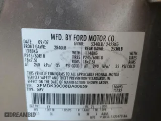 2008 Ford Edge Limited with VIN 2FMDK39C08BA00659, listed as a Copart auction lot 52638395 with 183,961 mi miles and Salvage Title. Bid and sale history available at carsss.com. Image 13.