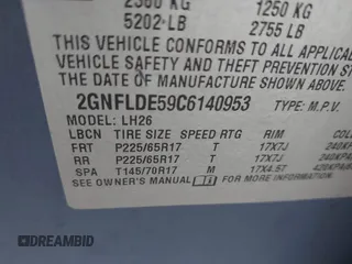 2012 Chevrolet Equinox LT w/1LT with VIN 2GNFLDE59C6140953, listed as a IAAI auction lot 41465104 with 187,439 mi miles. Bid and sale history available at carsss.com. Image 9.