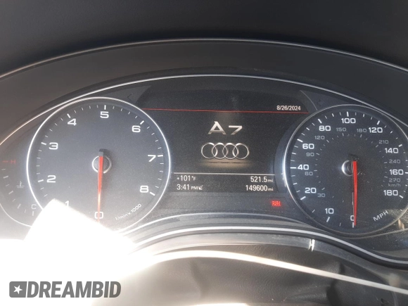 2014 Audi A7 3.0 Premium Plus with VIN WAUWGAFC8EN046308, listed as a Copart auction lot 68668194 with 149,600 mi miles and Salvage Title. Bid and sale history available at carsss.com. Image 9.