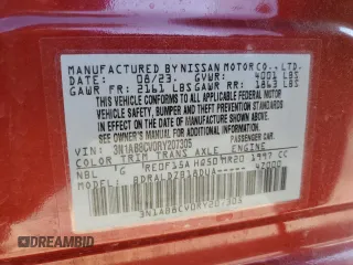 2024 Nissan Sentra SV z VIN 3N1AB8CV0RY207305, wystawiony jako Copart lot #55623055 z przebiegiem 17 956 mil mil oraz Szkoda całkowita • Salvage title. Historia ofert i sprzedaży dostępna na DreamBid. Obrazek 12.