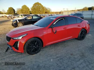 2021 Cadillac CT5 V-Series with VIN 1G6DV5RW4M0128127, listed as a Copart auction lot 79930154 with 25,384 mi miles and Salvage title. Bid and sale history available at DreamBid. Image 1.