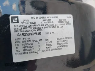 2009 Chevrolet Tahoe LTZ с VIN 1GNFK33009R236486, выставлен на аукционе IAAI как лот 40450586 с пробегом 206 277 миль миль и . История ставок и продаж доступна на DreamBid. Изображение 9.