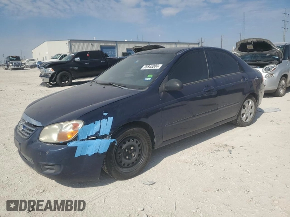 2007 Kia Spectra EX with VIN KNAFE121875467541, listed as a Copart auction lot 76845204 with 185,017 mi miles and Clean Title. Bid and sale history available at carsss.com. Image 1.