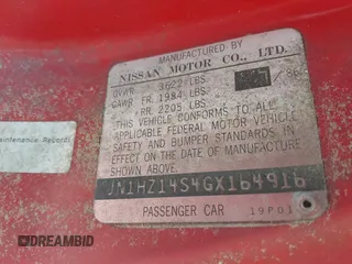 1986 Nissan 300ZX z VIN JN1HZ14S4GX164916, wystawiony jako IAAI lot #42295717 z przebiegiem 254 114 mil mil oraz . Historia ofert i sprzedaży dostępna na DreamBid. Obrazek 9.