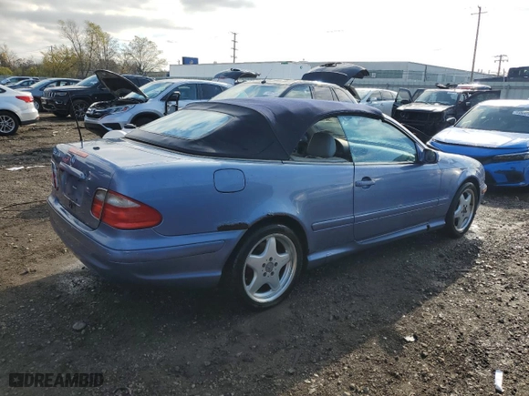 2001 Mercedes-Benz CLK-Class with VIN WDBLK70G91T070219, listed as a Copart auction lot 79417674 with 0 mi miles and Salvage Title. Bid and sale history available at carsss.com. Image 3.