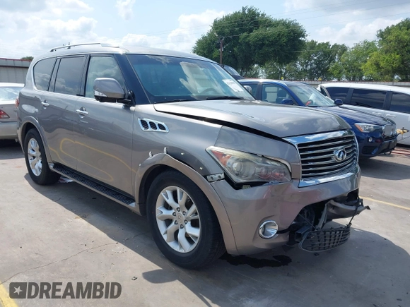 2012 Infiniti QX56 7-passenger z VIN JN8AZ2NF9C9517675, wystawiony jako IAAI lot #42138696 z przebiegiem 129 478 mil mil oraz . Historia ofert i sprzedaży dostępna na DreamBid. Obrazek 1.