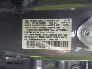 2021 Honda CR-V EX-L с VIN 7FART6H89ME010307, выставлен на аукционе IAAI как лот 42242796 с пробегом 70 712 миль миль и . История ставок и продаж доступна на DreamBid. Изображение 9.