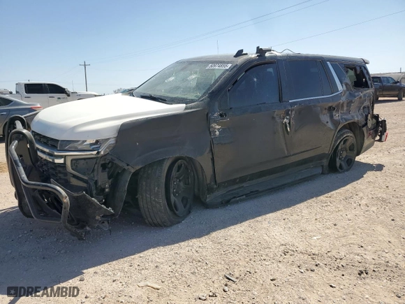 2023 Chevrolet Tahoe Commercial with VIN 1GNSCLED8PR341446, listed as a Copart auction lot 50974855 with 42,622 mi miles and Salvage Title. Bid and sale history available at carsss.com. Image 1.