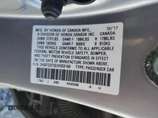 2018 Honda Civic Sedan LX with VIN 2HGFC2F52JH503169, listed as a Copart auction lot 50765445 with 78,042 mi miles and Salvage Title. Bid and sale history available at carsss.com. Image 12.