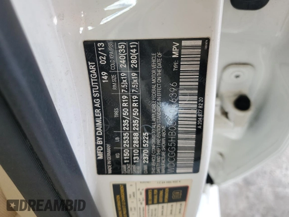 2013 Mercedes-Benz GLK 350 with VIN WDCGG5HB0DG086396, listed as a Copart auction lot 72316284 with 121,269 mi miles and Salvage Title. Bid and sale history available at DreamBid. Image 15.