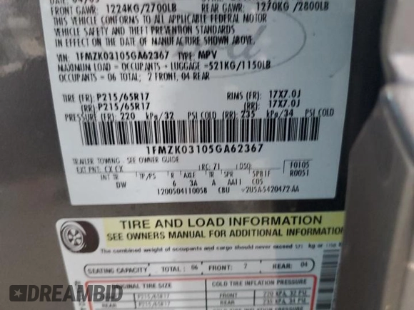 2005 Ford Freestyle Limited with VIN 1FMZK03105GA62367, listed as a Copart auction lot 83858084 with 78,201 mi miles and Salvage Title. Bid and sale history available at carsss.com. Image 13.