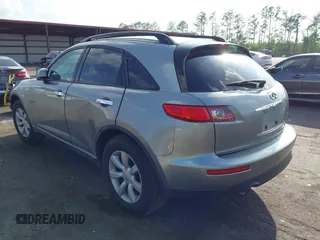 2005 Infiniti FX35 with VIN JNRAS08W25X220360, listed as a IAAI auction lot 41937461 with 214,052 mi miles. Bid and sale history available at carsss.com. Image 3.