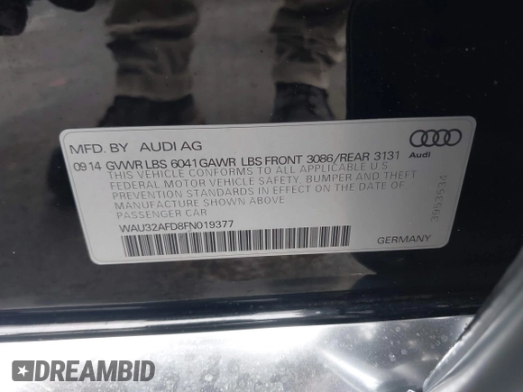 2015 Audi A8 4.0T с VIN WAU32AFD8FN019377, выставлен на аукционе IAAI как лот 42501787 с пробегом 116 355 миль миль и . История ставок и продаж доступна на DreamBid. Изображение 9.