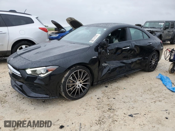 2021 Mercedes-Benz CLA 35 AMG with VIN W1K5J5BB5MN180587, listed as a Copart auction lot 50744745 with 65,231 mi miles and Salvage Title. Bid and sale history available at DreamBid. Image 1.