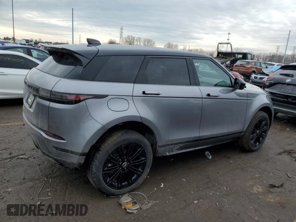 2025 Land Rover Range Rover Evoque Dynamic SE with VIN SALZL2FX9SH265589, listed as a Copart auction lot 46866035 with 7,254 mi miles and Salvage Title. Bid and sale history available at carsss.com. Image 3.