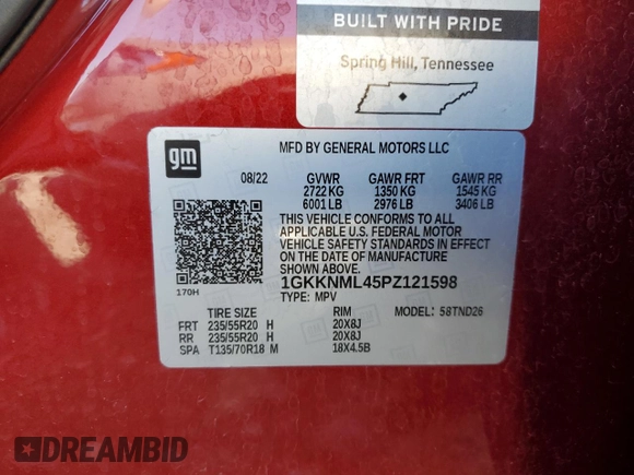 2023 GMC Acadia SLT z VIN 1GKKNML45PZ121598, wystawiony jako Copart lot #56511805 z przebiegiem 27 917 mil mil oraz Szkoda całkowita • Salvage title. Historia ofert i sprzedaży dostępna na DreamBid. Obrazek 13.