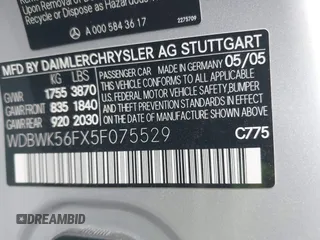 2005 Mercedes-Benz SLK 230/320 z VIN WDBWK56FX5F075529, wystawiony jako IAAI lot #41535391 z przebiegiem 104 792 mil mil oraz . Historia ofert i sprzedaży dostępna na DreamBid. Obrazek 9.