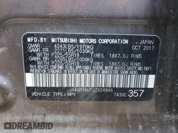 2018 Mitsubishi Outlander Sport ES 2.0 with VIN JA4AR3AU7JZ024946, listed as a Copart auction lot 48573125 with 78,927 mi miles and Salvage Title. Bid and sale history available at carsss.com. Image 13.