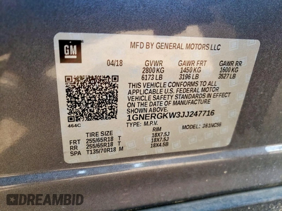 2018 Chevrolet Traverse LT Cloth with VIN 1GNERGKW3JJ247716, listed as a Copart auction lot 63163345 with 90,722 mi miles and Salvage title. Bid and sale history available at DreamBid. Image 13.