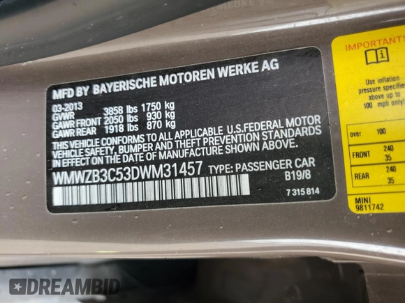 2013 MINI Countryman z VIN WMWZB3C53DWM31457, wystawiony jako Copart lot #55528885 z przebiegiem 137 279 mil mil oraz Szkoda całkowita • Salvage title. Historia ofert i sprzedaży dostępna na DreamBid. Obrazek 12.