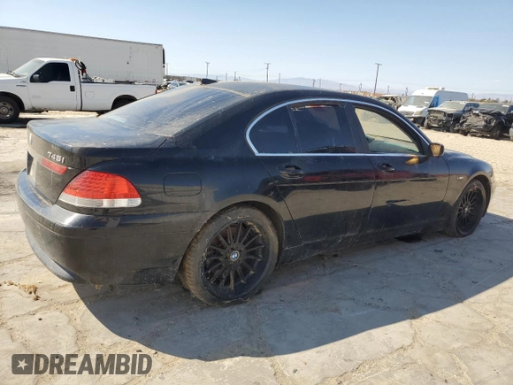 2002 BMW 7 Series 745i with VIN WBAGL634X2DP57617, listed as a Copart auction lot 74073604 with 153,666 mi miles and Clean Title. Bid and sale history available at DreamBid. Image 3.