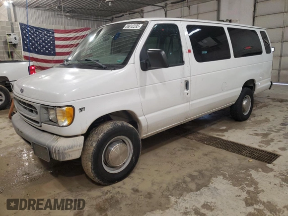 1999 Ford Econoline Passenger XL with VIN 1FBSS31L6XHA03014, listed as a Copart auction lot 88912295 with 107,472 mi miles and Salvage title. Bid and sale history available at DreamBid. Image 1.