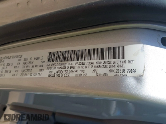 2007 Jeep Wrangler X с VIN 1J4FA24187L143478, выставлен на аукционе IAAI как лот 41782412 с пробегом 138 913 миль миль и . История ставок и продаж доступна на DreamBid. Изображение 9.