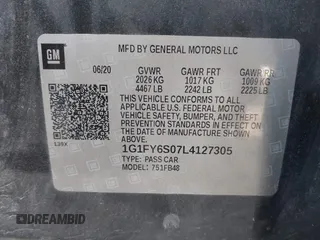 2020 Chevrolet Bolt EV LT with VIN 1G1FY6S07L4127305, listed as a IAAI auction lot 41509210 with 41,346 mi miles and . Bid and sale history available at DreamBid. Image 9.