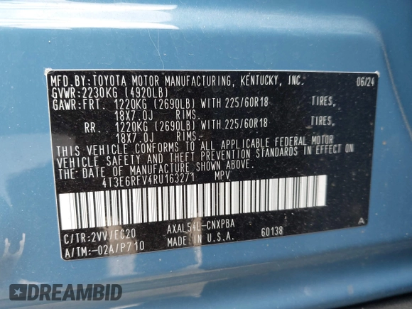 2024 Toyota RAV4 Hybrid XSE with VIN 4T3E6RFV4RU163271, listed as a IAAI auction lot 42237047 with 9,988 mi miles and . Bid and sale history available at DreamBid. Image 9.