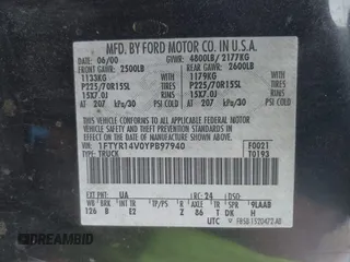 2000 Ford Ranger XL с VIN 1FTYR14V0YPB97940, выставлен на аукционе IAAI как лот 42404601 с пробегом 129 320 миль миль и . История ставок и продаж доступна на DreamBid. Изображение 9.