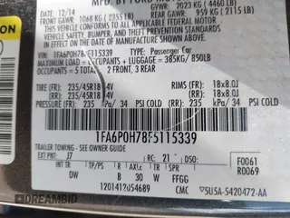 2015 Ford Fusion SE with VIN 1FA6P0H78F5115339, listed as a IAAI auction lot 42626943 with 242,359 mi miles and . Bid and sale history available at DreamBid. Image 9.