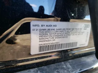 2021 Audi A8 with VIN WAU8DAF81MN025831, listed as a Copart auction lot 42921774 with 9,996 mi miles. Bid and sale history available at carsss.com. Image 12.