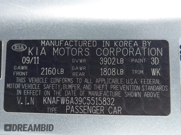 2012 Kia Forte SX с VIN KNAFW6A39C5515832, выставлен на аукционе IAAI как лот 41380872 с пробегом 140 127 миль миль и . История ставок и продаж доступна на DreamBid. Изображение 9.