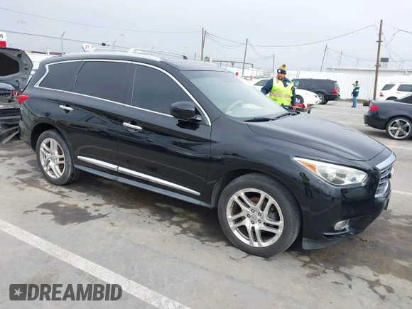 2013 Infiniti JX35 with VIN 5N1AL0MN7DC310972, listed as a IAAI auction lot 41859376 with 117,679 mi miles. Bid and sale history available at carsss.com. Image 1.