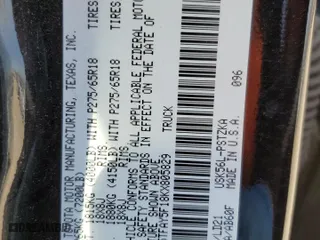 2019 Toyota Tundra 4WD SR5 with VIN 5TFAY5F18KX805829, listed as a Copart auction lot 48970115 with 84,982 mi miles and Salvage Title. Bid and sale history available at carsss.com. Image 12.