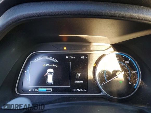 2018 Nissan LEAF SL with VIN 1N4AZ1CP9JC301798, listed as a Copart auction lot 41952895 with 106,970 mi miles and Salvage Title. Bid and sale history available at DreamBid. Image 9.