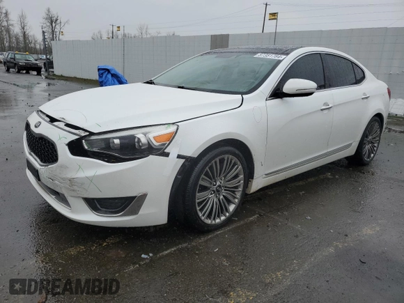 2014 Kia Cadenza Premium with VIN KNALN4D75E5156300, listed as a Copart auction lot 87351784 with 122,570 mi miles and Salvage Title. Bid and sale history available at carsss.com. Image 1.