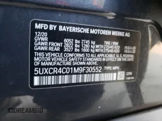 2021 BMW X5 sDrive40i with VIN 5UXCR4C01M9F30552, listed as a Copart auction lot 41111993 with Not Provided miles. Bid and sale history available at carsss.com. Image 15.