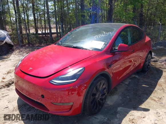 2022 Tesla Model Y Performance with VIN 7SAYGDEFXNF513951, listed as a IAAI auction lot 41986001 with 37,225 mi miles and . Bid and sale history available at DreamBid. Image 18.