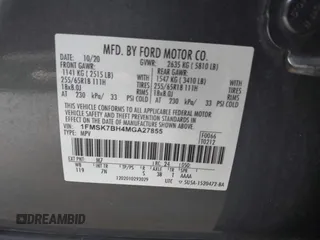 2021 Ford Explorer с VIN 1FMSK7BH4MGA27855, выставлен на аукционе IAAI как лот 42535308 с пробегом 72 912 миль миль и . История ставок и продаж доступна на DreamBid. Изображение 9.