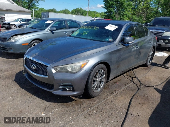 2015 Infiniti Q50 Premium with VIN JN1BV7AR7FM409374, listed as a IAAI auction lot 42202230 with 79,453 mi miles and . Bid and sale history available at DreamBid. Image 2.