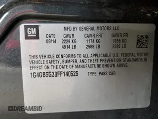 2015 Buick LaCrosse Leather with VIN 1G4GB5G30FF140525, listed as a Copart auction lot 47444925 with 123,862 mi miles and Salvage Title. Bid and sale history available at carsss.com. Image 12.