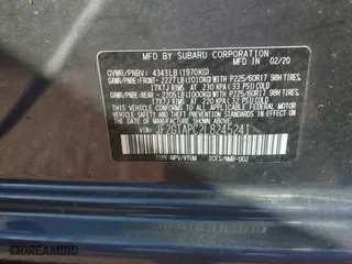 2020 Subaru Crosstrek Premium with VIN JF2GTAPC2L8245241, listed as a IAAI auction lot 42006581 with 99,410 mi miles. Bid and sale history available at carsss.com. Image 9.