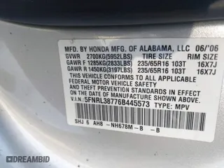 2006 Honda Odyssey EX-L with VIN 5FNRL38776B445573, listed as a IAAI auction lot 41993020 with 195,735 mi miles. Bid and sale history available at carsss.com. Image 9.