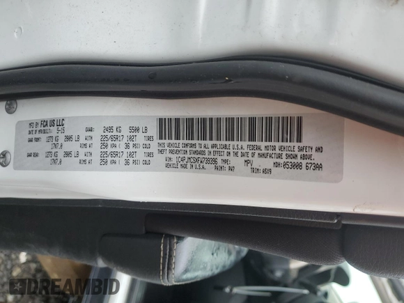 2015 Jeep Cherokee Latitude z VIN 1C4PJMCSXFW739396, wystawiony jako Copart lot #56282915 z przebiegiem 114 309 mil mil oraz Szkoda całkowita • Salvage title. Historia ofert i sprzedaży dostępna na DreamBid. Obrazek 13.