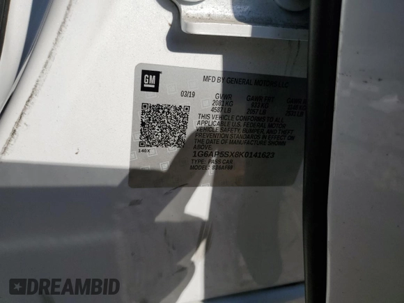 2019 Cadillac CTS RWD z VIN 1G6AP5SX8K0141623, wystawiony jako Copart lot #83739294 z przebiegiem 57 726 mil mil oraz Szkoda całkowita • Salvage title. Historia ofert i sprzedaży dostępna na DreamBid. Obrazek 13.