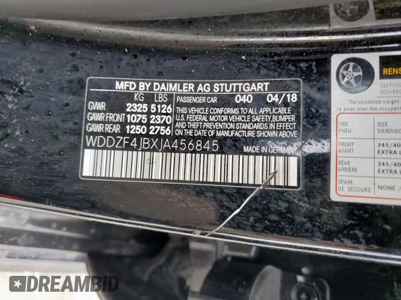 2018 Mercedes-Benz E-Class E 300 with VIN WDDZF4JBXJA456845, listed as a Copart auction lot 50723485 with 0 mi miles and Clean Title. Bid and sale history available at carsss.com. Image 12.